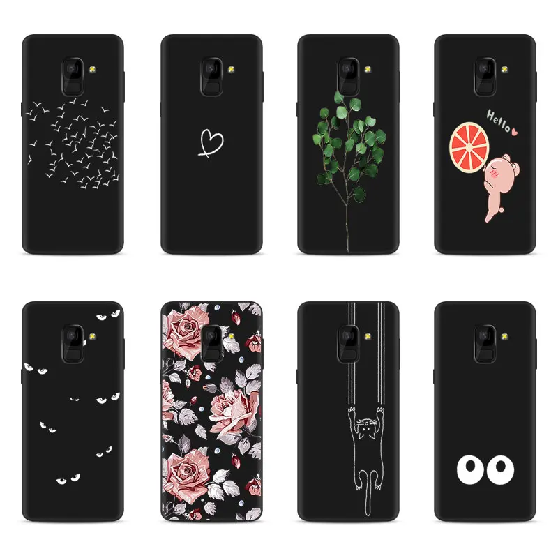 TPU Phone Cover Case for Samsung Galaxy A6+ A8+ A9 J3 2018 Soft Matte Silicone Color Branch Coque J4 J6 Plus EU |