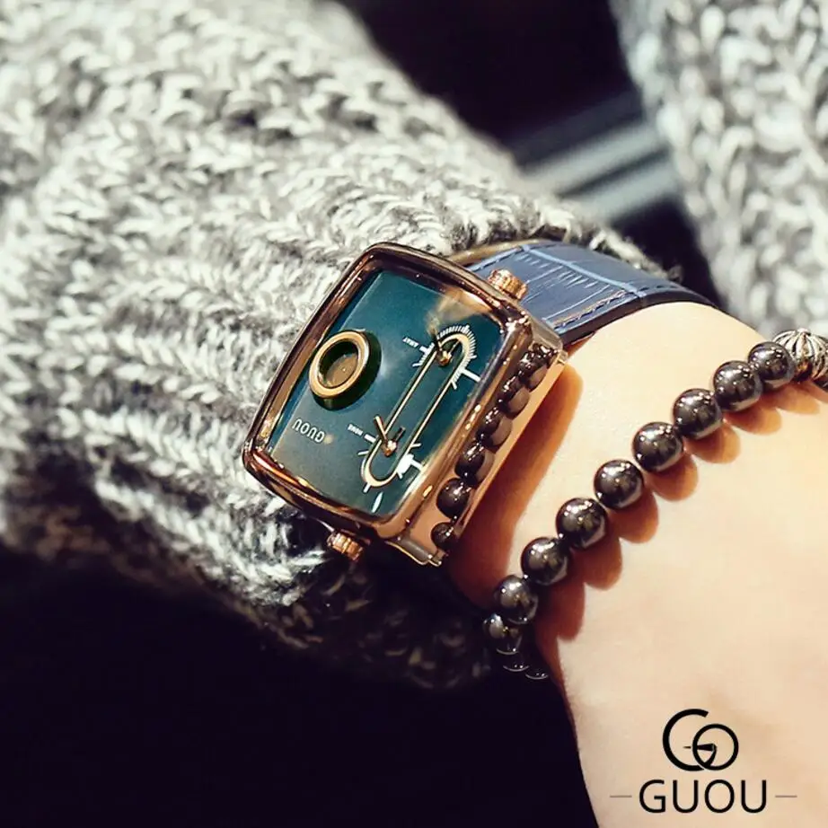 Часы наручные GUOU Мужские квадратные брендовые Роскошные спортивные модные в