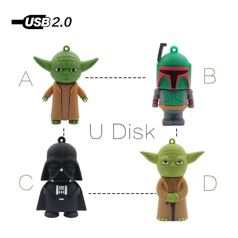 Usb флеш накопитель с мультипликационным принтом Звездные войны 128 Мб 4 ГБ 8 16 32 64