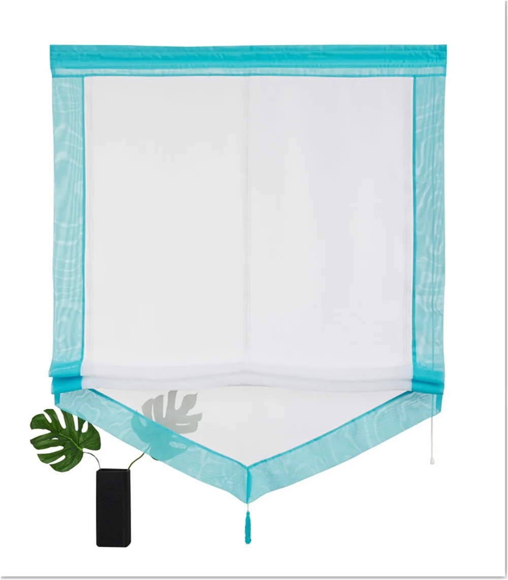 light blue Meijuner, римская занавеска, шторка, шторка, складной шарф, подзор, полиэстер, стержень, карман, рубрика для кофейни, гостиной - Цвет: light blue