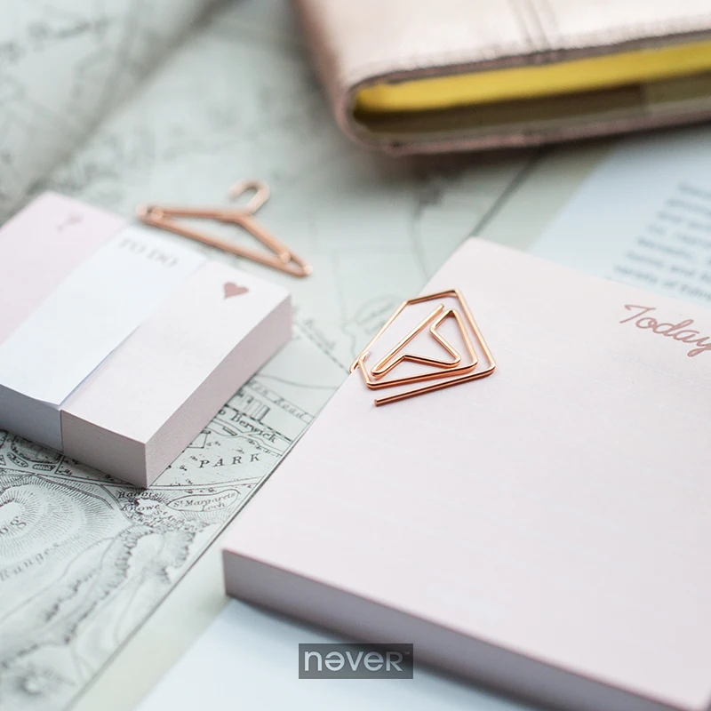 JIANWU/Rose Gold Series Metallic color bowknot modelling Paper clip Fashion business office lady style Office stationery set
