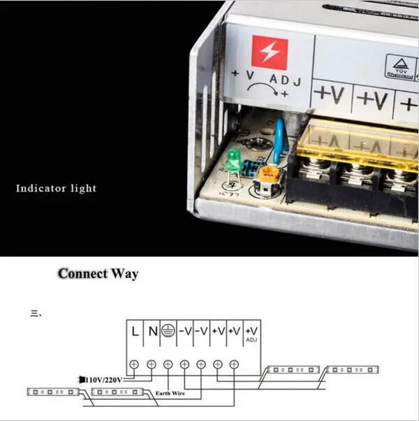 Импульсный адаптер для светодиодного источника питания с AC100 240V на 12 в пост. Тока 1