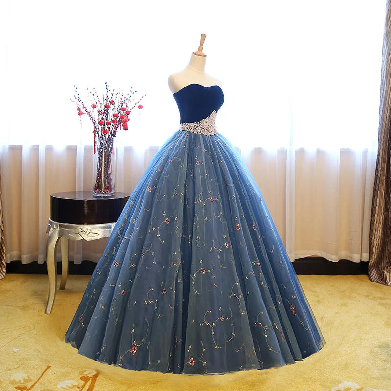Женское бархатное платье с бисером синее бальное для девушек 15 16 лет|vestidos de anos|15