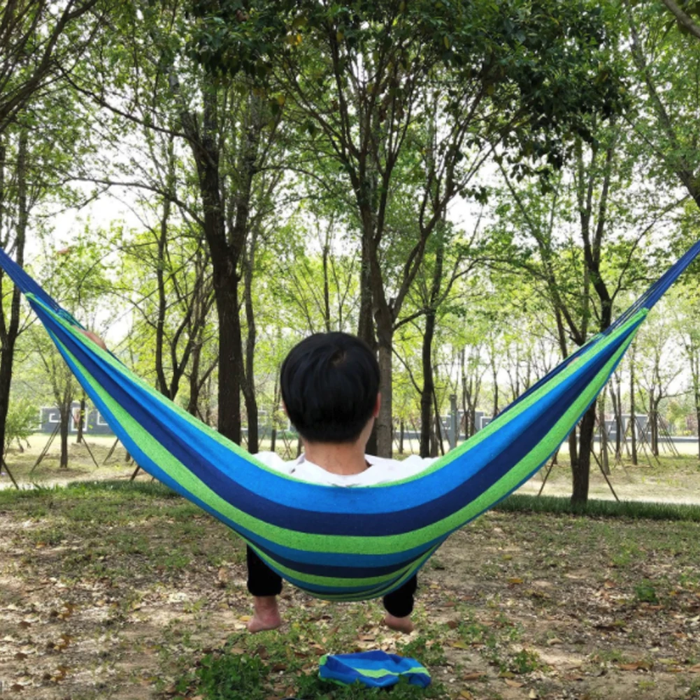 

260*150cm 2 People Outdoor Camping Hammock Bend Wood Stick Swing Leisure Garden Canvas Swing Hanging Chair New Arrival Hangmat