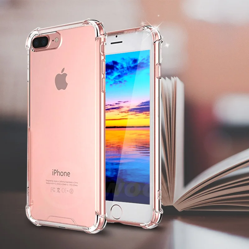 Для iPhone 6s плюс мягкий чехол 360 Бампер корпус силиконовый Прозрачный Full cover для plus 5