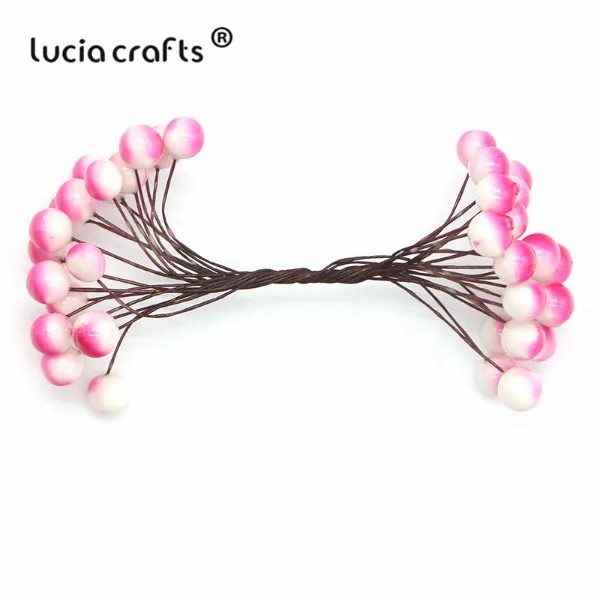 Распродажа! Lucia crafts 1 букет/5 букетов 10 мм Пена Искусственные фрукты тычинки Рождественский Декор DIY Подарочная коробка букет A0506 - Цвет: pink white  1bouquet