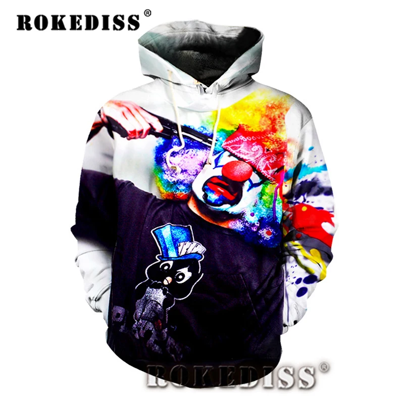 2016 Новые 3D Печатные Толстовки Стрелять Клоун Граффити Женщины/мужская С Длинным