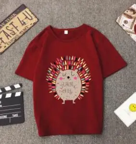 5 цветов мультфильм Ежик печатных футболки женщин Корейский шик короткий рукав