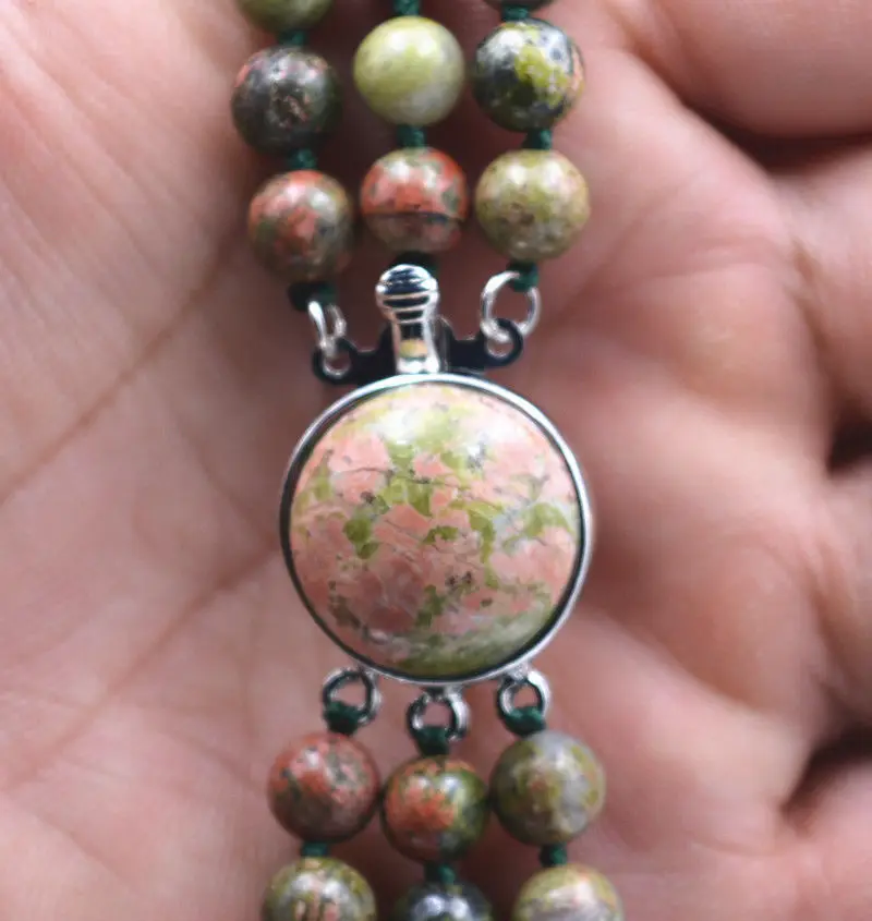 Бесплатная доставка&gt Новый очаровательный 3 ряда 6 мм бисер unakite Ирландия