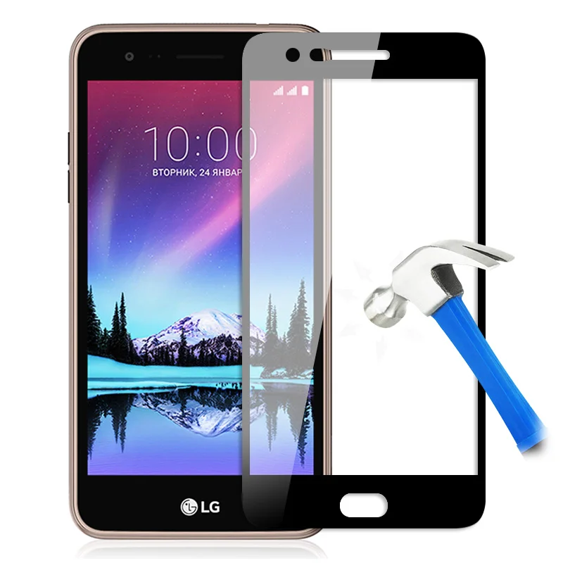 Black JONSNOW закаленное стекло для LG K7 2017X230X230 K 2.5D полноэкранная пленка, защитная пленка, Взрывозащищенная, 5 дюймов - Цвет: Black