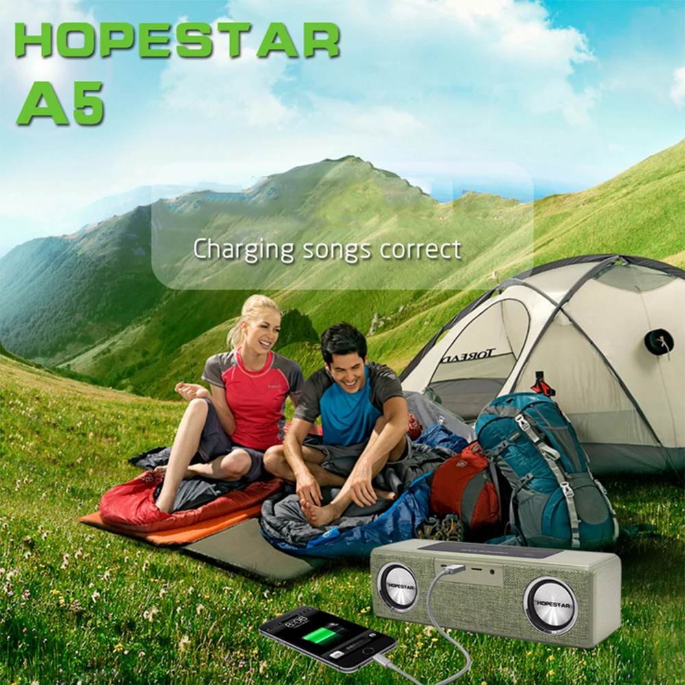 HOPESTAR A5 HiFi беспроводной Bluetooth динамик 16 Вт NFC Сабвуфер altavoces Саундбар с микрофоном power Bank функция TF карта