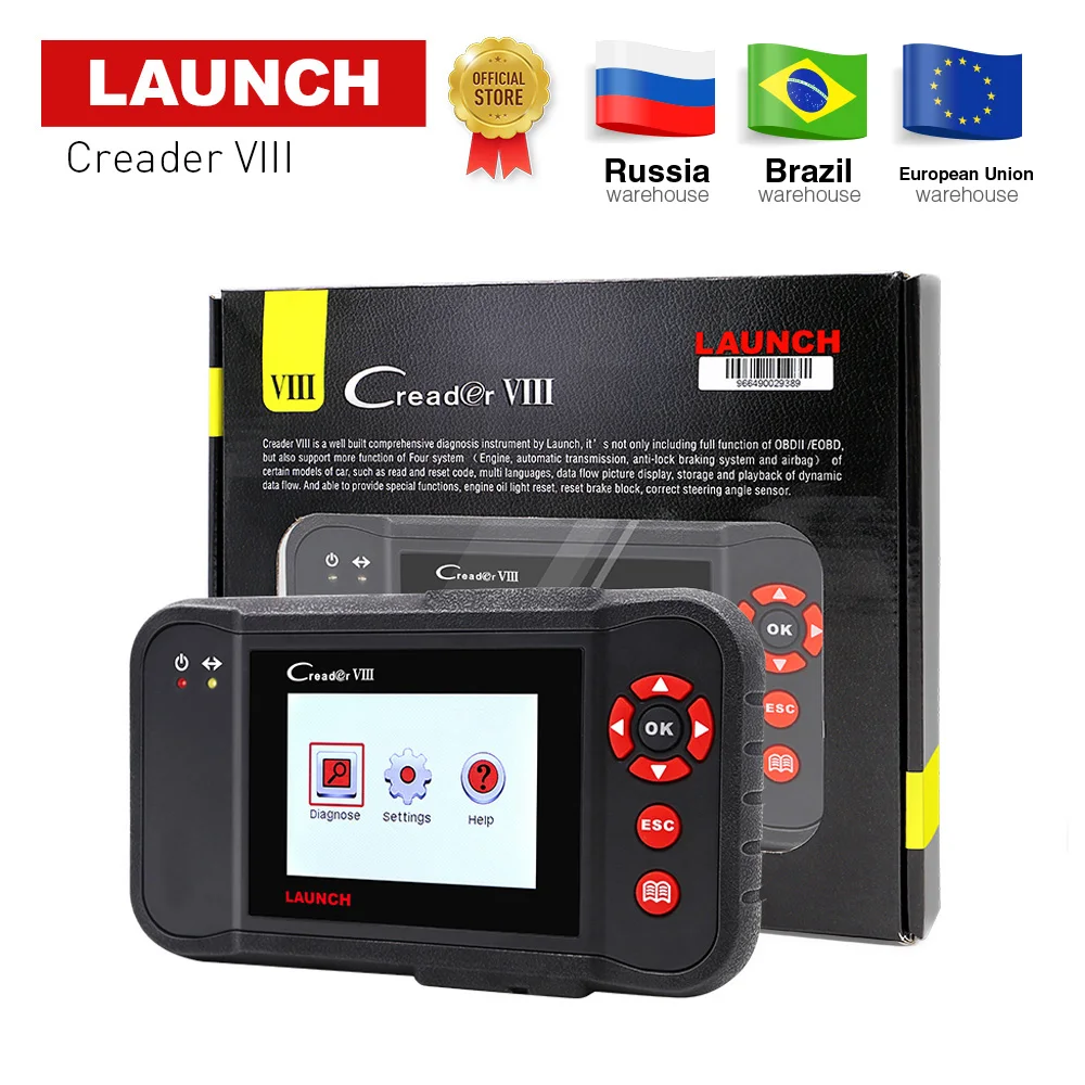 Оригинал Launch Creader VIII читальный инструмент кодов 8 ENG/AT/ABS/SRS EPB SAS Oil сброс