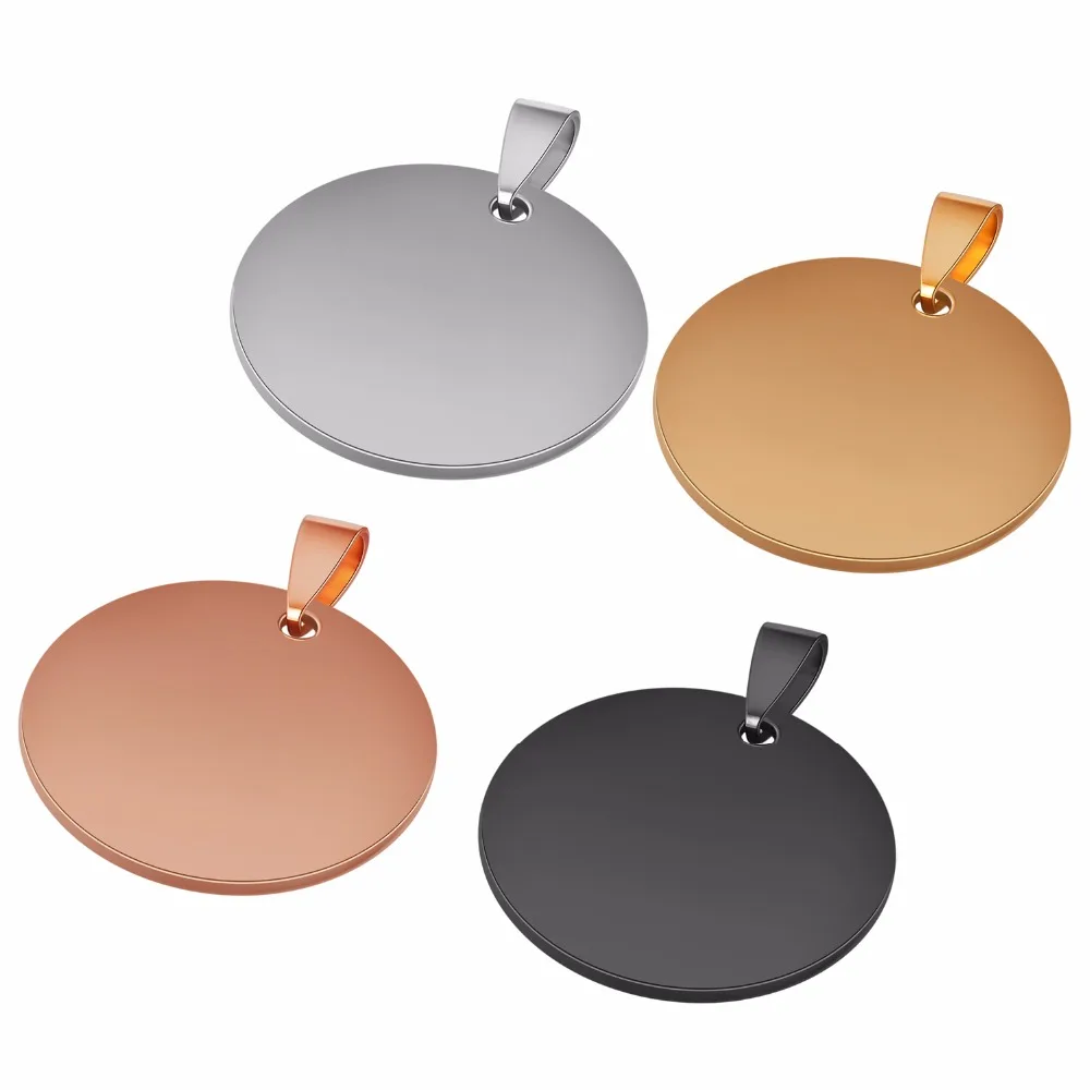 

10 pcs Wholesale 30mm Round 4 Colors Unisex Stainless Steel Stamping Blank ID Dog Tags Pendant Necklace Jewelry Findings