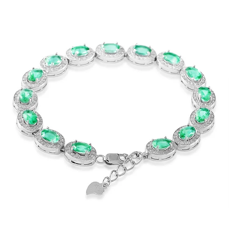 Натуральный изумруд Стерлинговое Серебро 925 пробы красивый браслет с цепочкой