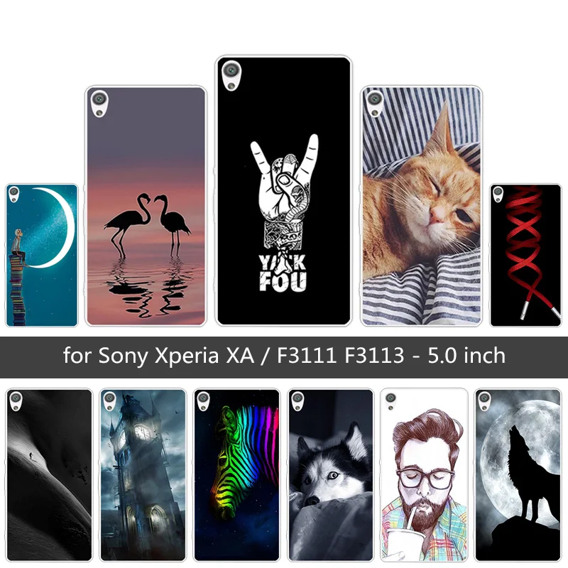 Мягкие силиконовые чехлы для Sony Xperia XA F3111 F3113 F3115 прозрачная задняя крышка с волком