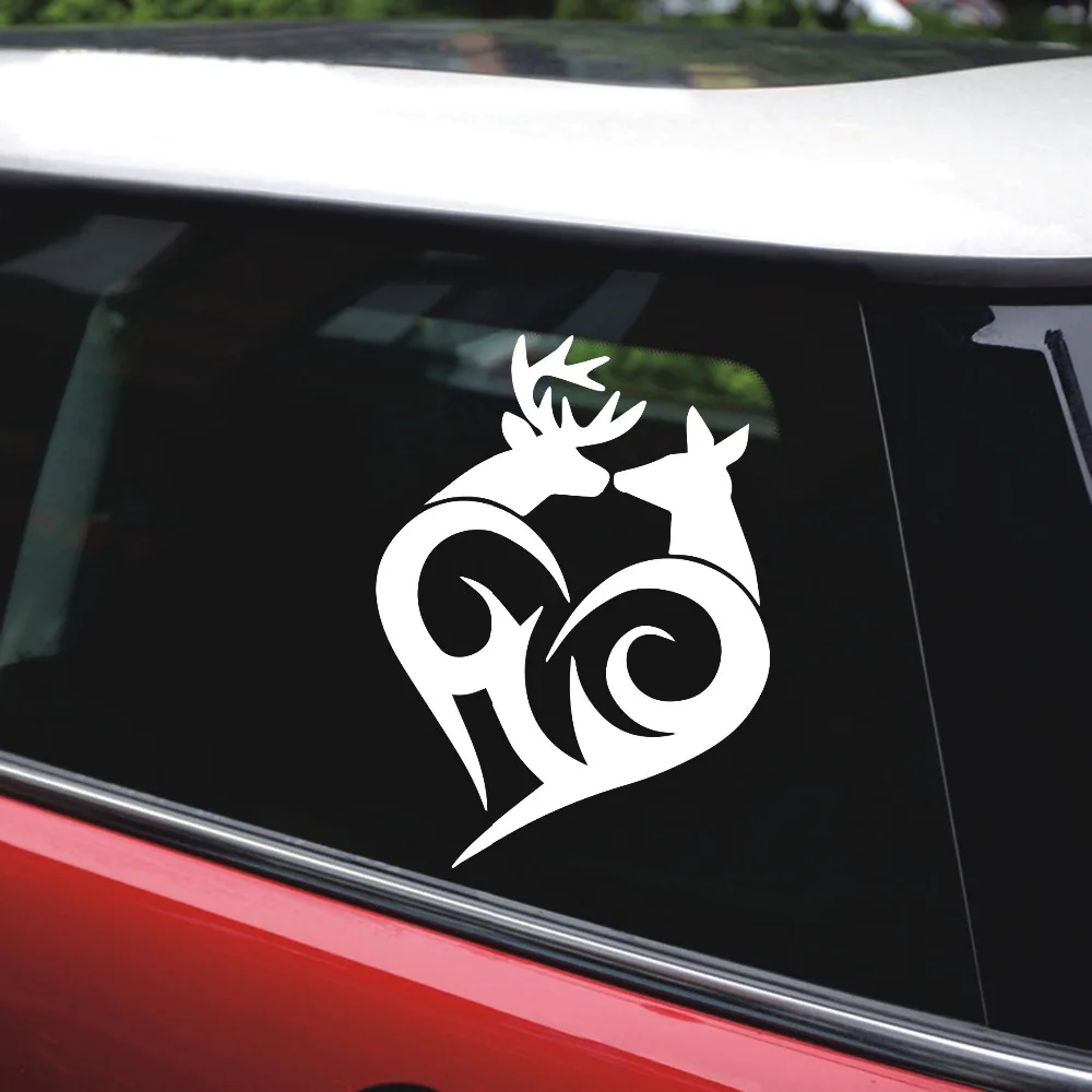 Rylybons 10CM*13.4CM Tribal Heart With Kissing Deer Vinyl Window Decal Car Sticker Funny Accessories For Cars Auto Products | Автомобили и