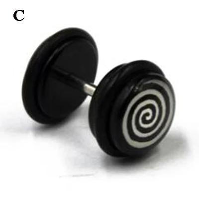 C BOG-Pair, акриловые, смешанные, стильные, винтовые, мужские серьги, женские, стальные, жевательные, поддельные Заглушки для ушей, измерительные приборы, иллюзия, туннель, тело, Jewelry16G - Окраска металла: C
