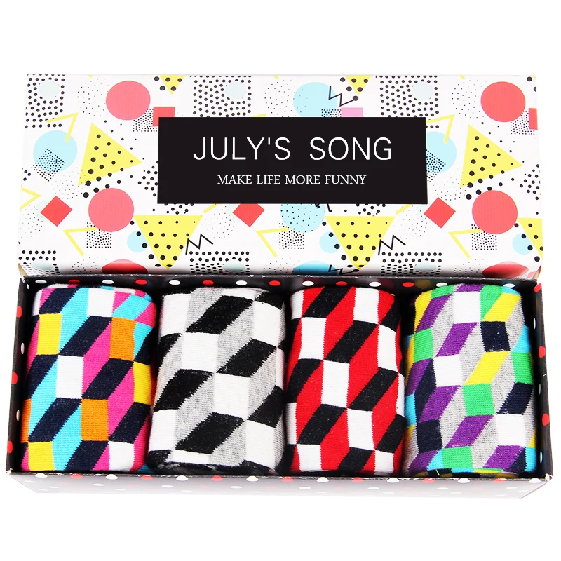 JULY'S песня без коробки 4 пары много Happy Socks Для мужчин s смешные носки брендовые хлопковые Для мужчин платье носки креативные носки