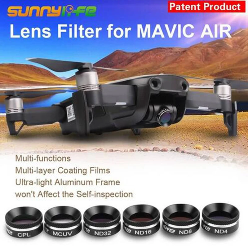 

Набор фильтров для объектива DJI Mavic, многофункциональный фильтр для объектива MCUV CPL ND4 ND8 ND16 ND32, солнцезащитный козырек для DJI MAVIC Air, бесплатная...