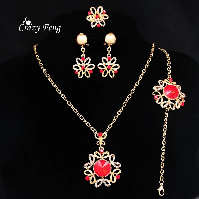 Африканские Ювелирные наборы золотистого цвета драгоценный камень подвески в