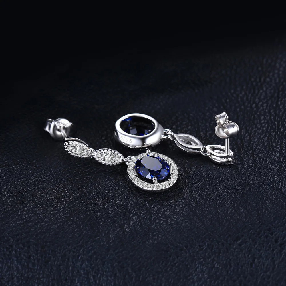 Jewelrypalace Овальный 4ct создания Сапфир Висячие серьги 925 серебро Красивые ювелирные