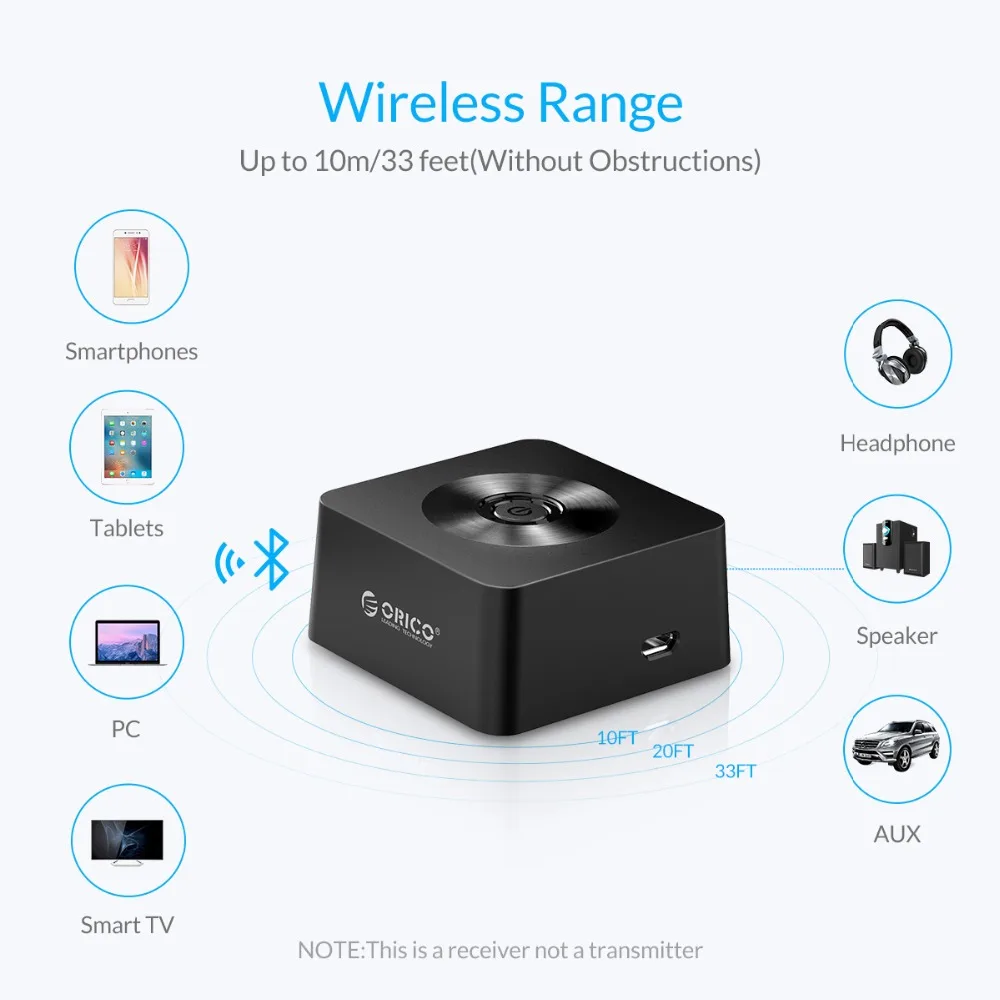 Беспроводной Bluetooth-адаптер ORICO 4 0 3 5 мм на 2 RCA AUX аудио музыкальный адаптер для