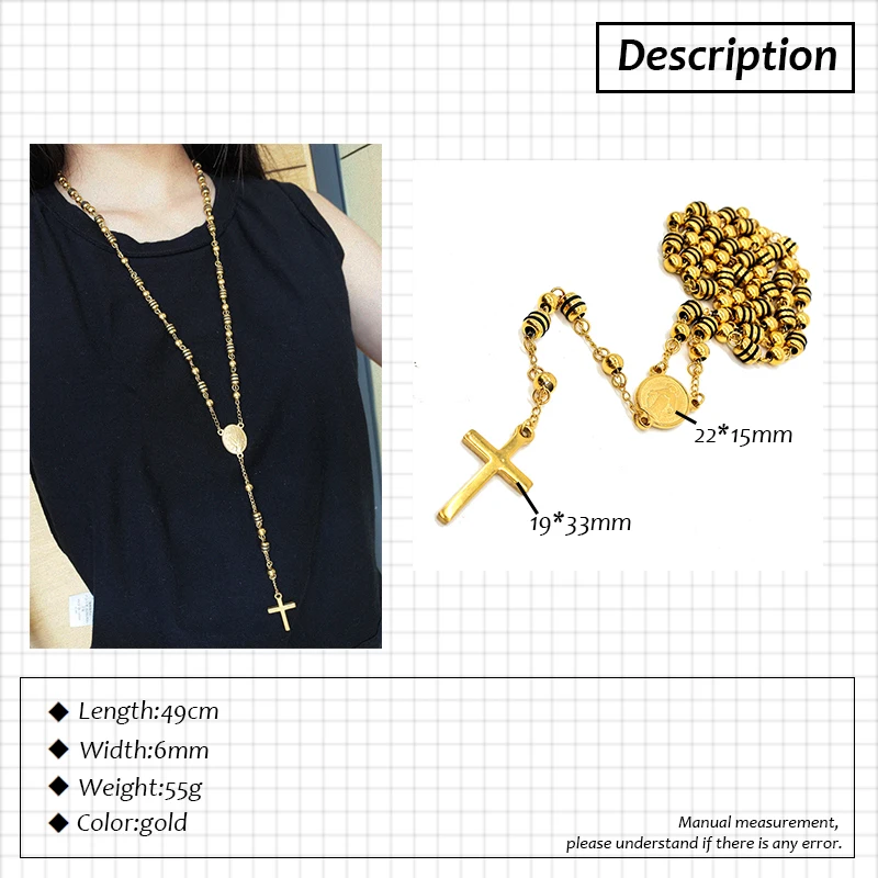 AMUMIU оптовая продажа цепочка с подвеской крестом из нержавеющей стали 316L золотыми