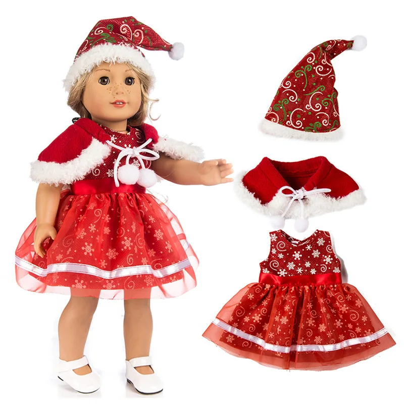 

18" Girl Doll Dress Shawl + Skirt legging fit for 18 inch Girl doll Christmas Dress Clothes