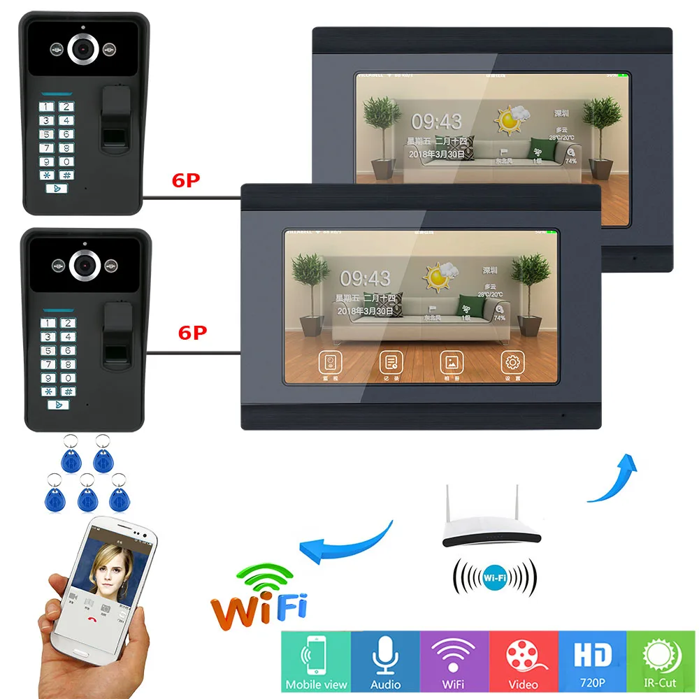 Yobang безопасность беспроводной Wifi 7 дюймов монитор приложение дистанционное