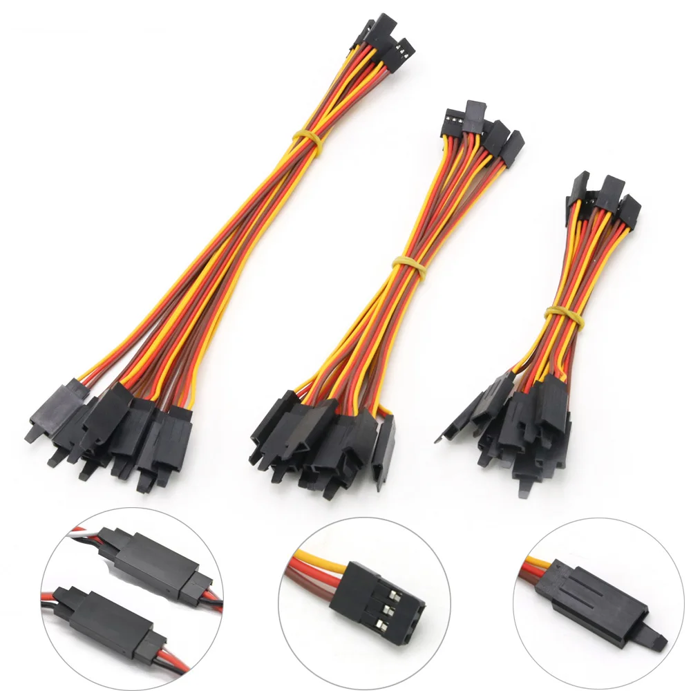 

10Pcs 100 /150 / 200 / 300 / 500 / 1000mm Anti-loose 60 core Servo Extension Lead Wire Cable For RC Futaba JR Male to Female