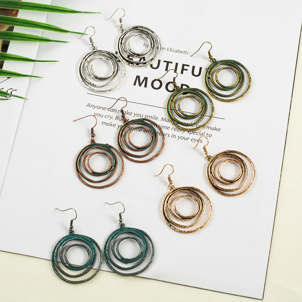 

Spiral Round Boho Ethinic Dangle Drop Earrings Hanging for Women Vintage Bohemian Style Jewelry Fashon Women's Earrings 2018