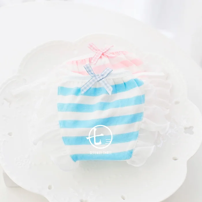 [BUY3GET1FREE] Kawaii девушки синие/розовые и белые полосатые трусики с бантом версия для
