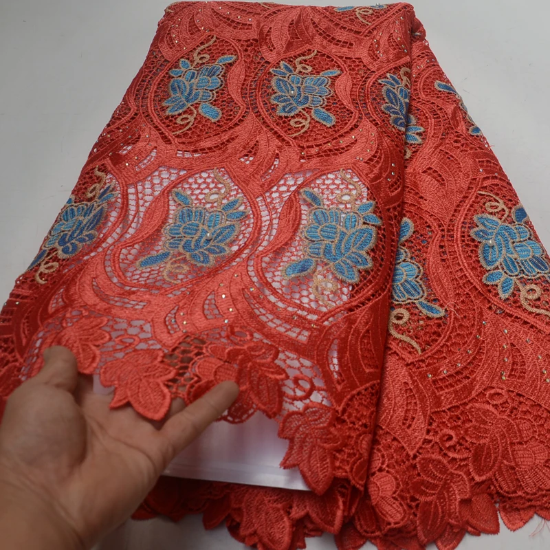 8 color High quality African guipure lace fabric two colors big cord 5yards/lot thick water soluble WLP016 | Дом и сад