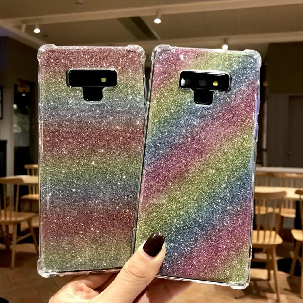 Armor Gradient Aurora Laser Phone Cases For Samsung Galaxy Note 9 8 A5 2017 A6 A7 A8 J4 J6 J8 2018 Cover TPU Silicone Soft Case |