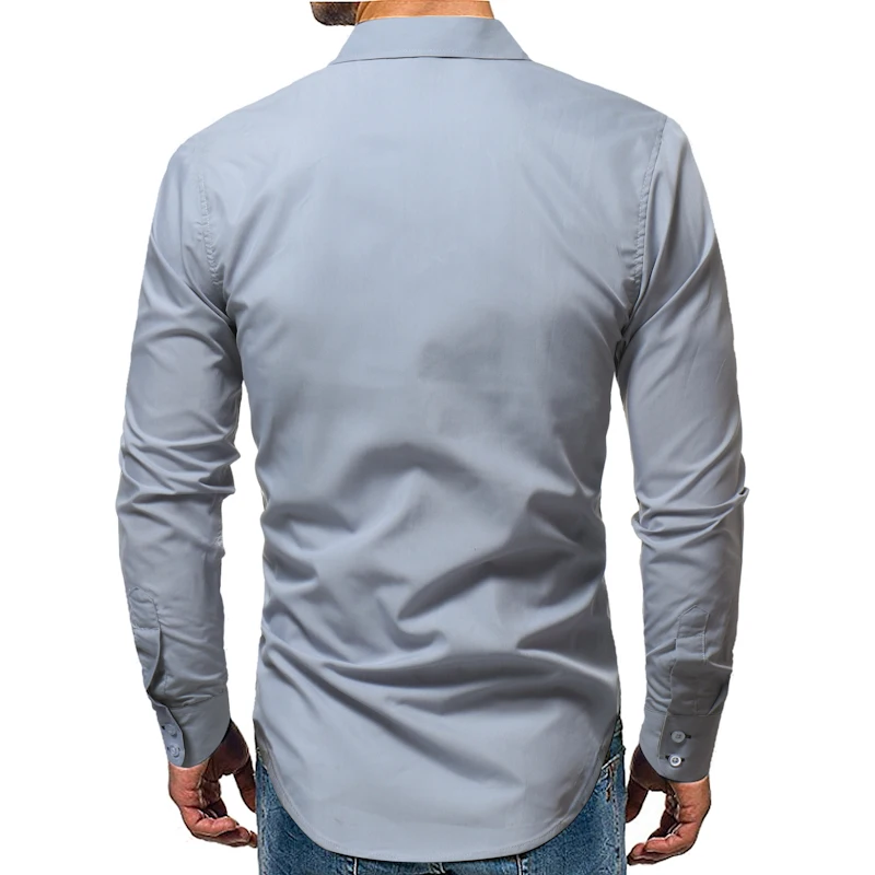 2019 мужские рубашки с длинным рукавом облегающие Брендовые дизайнерская