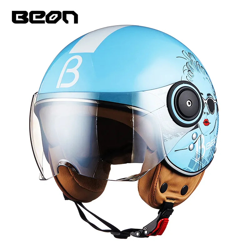 BEON B110B с открытым лицом 3/4 мотоциклетный шлем Casco Capacete, винтажный Ретро шлем, шлем для скутера ECE - Color: 9