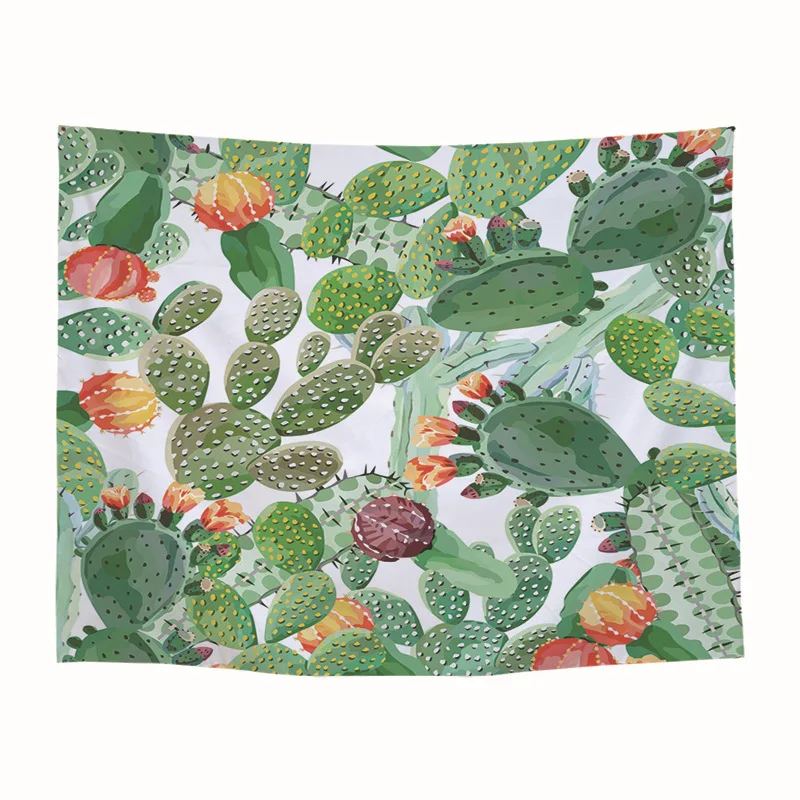 Акварель печатных полиэстер большой тропических растений цветок кактуса