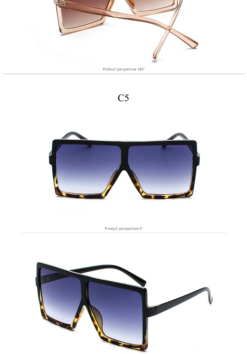 SIMPRECT Oversized Square Sunglasses Women Fashion Mirror Sun Glasses Retro Brand Designer Vintage Lunette De Soleil Femme