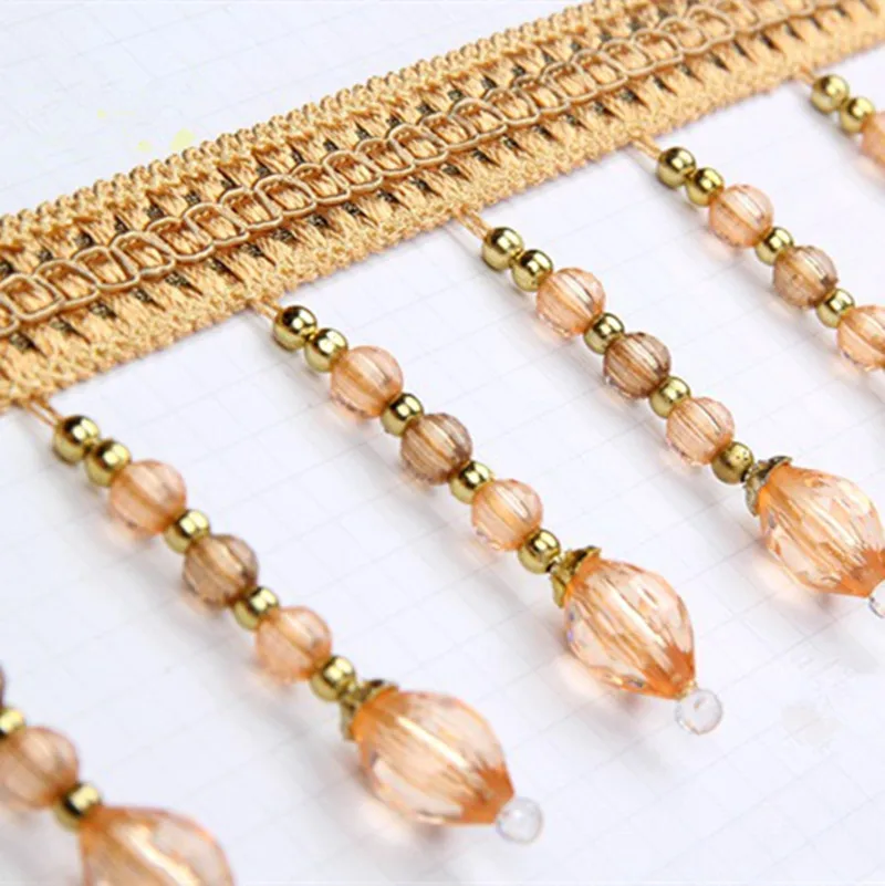 

12 ярдов/партия хрустальные бусины кружевные аксессуары для занавесок для драпировки DIY шитья кисточки бахрома отделка ленты Valance домашний текстиль