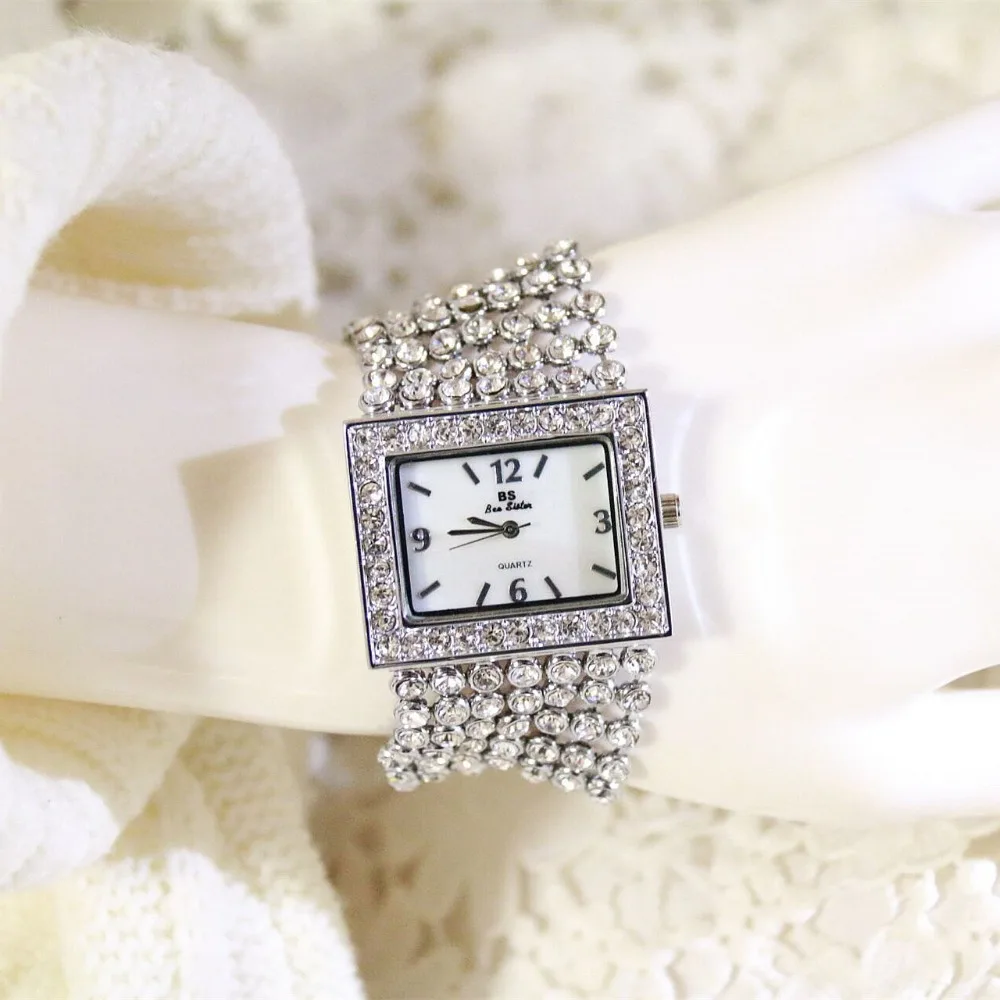 Классические женские часы BS Dress Стильные кварцевые наручные со стразами и