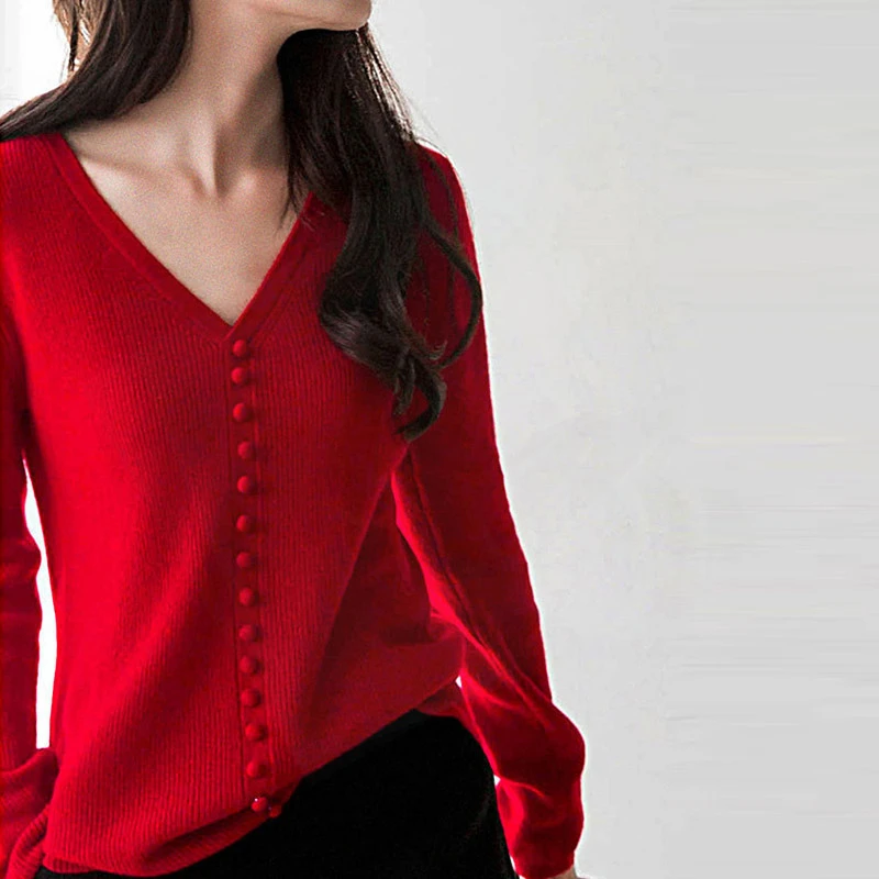 Autumn Winter Sweater Women Pullovers Top Wool Long Sleeve Female Soft Jumper Sexy V Neck Pullover Jersey Mujer | Женская одежда