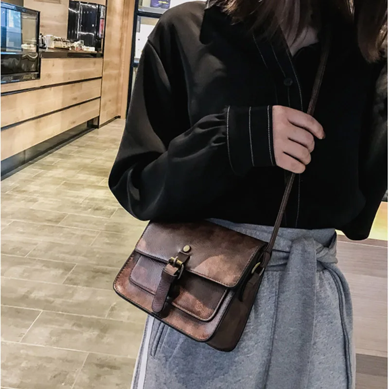 Новинка 2019 винтажные женские модные повседневные кожаные сумки через плечо с