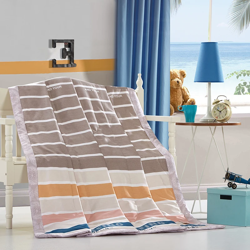 colour stripe nap Throw 100% Cotton summer Blanket quilted air-condition Quilt Duvet Twin Queen size thin Comforter Bedspread | Дом и сад