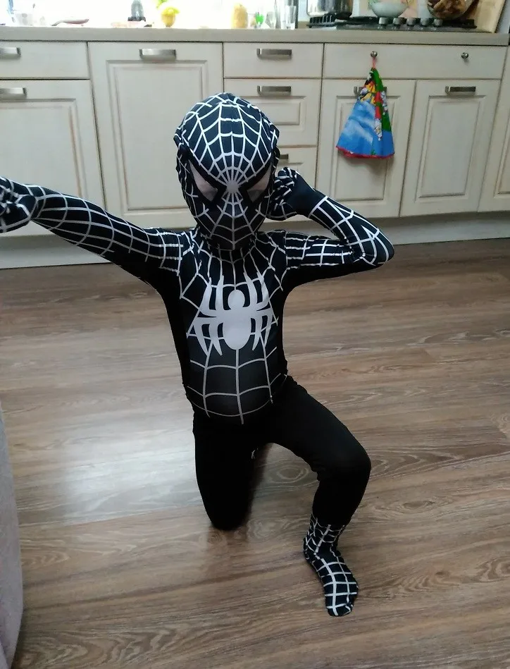 Новый черный костюм Человека-паука костюмы для взрослых детская одежда