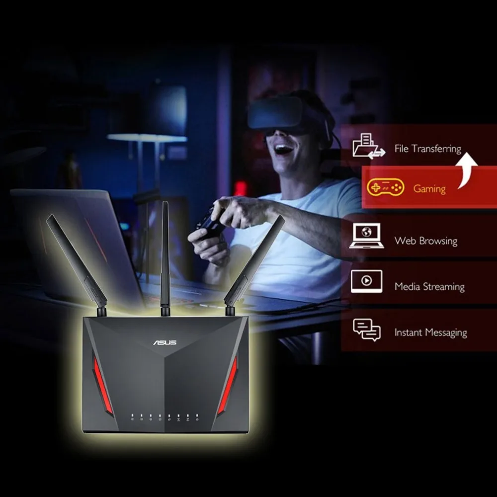 Asus двухдиапазонный Беспроводной гигабитный маршрутизатор с 4-Порты и разъёмы