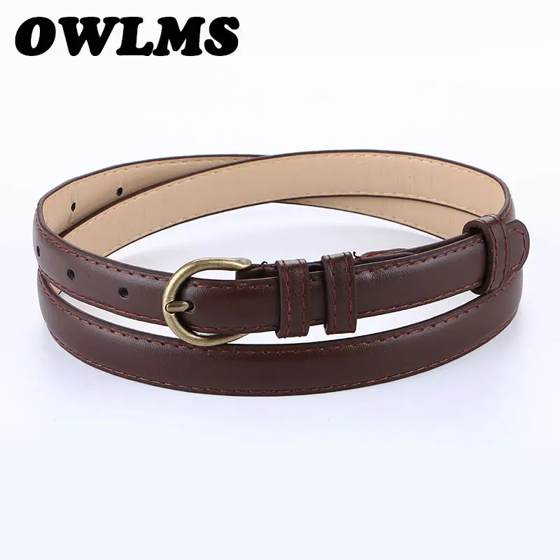 Ремень с винтажной пряжкой Женский тонкий кожаный декоративный пояс для джинсов