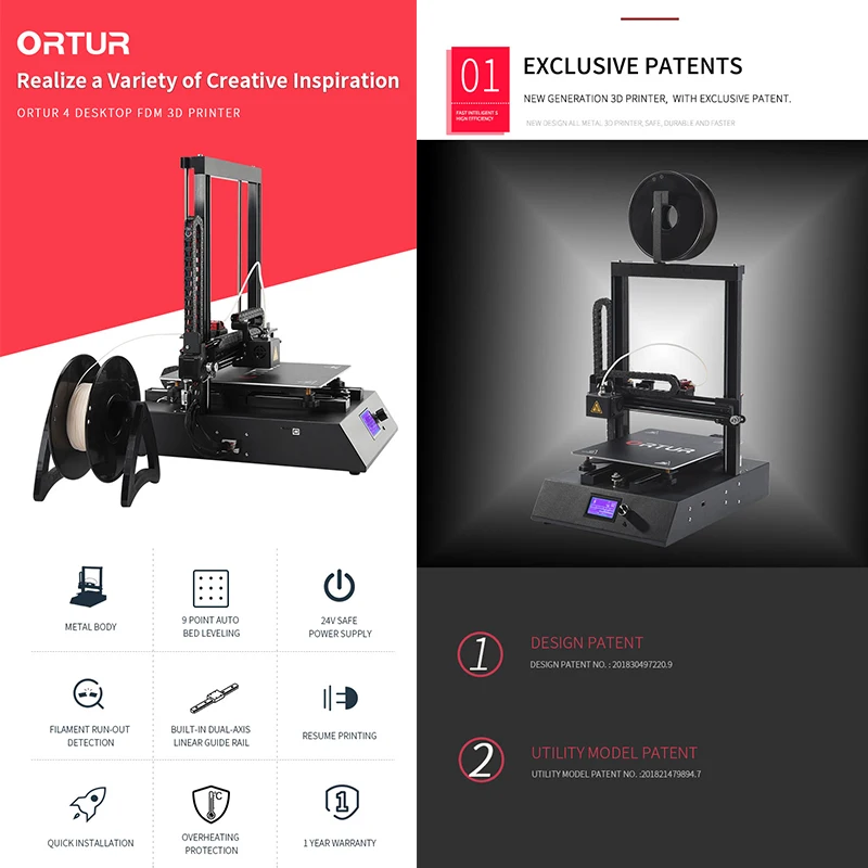 3D принтер Ortur4 V2 с металлической рамкой в виде кубика Многофункциональный ЖК для