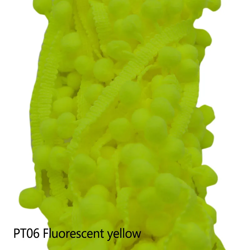 fluorescent yellow 5 ярдов мятно-зеленый помпон отделка шар 10 мм помпон бахрома ленточный пошив кружева ручной работы ремесло аксессуары для дома Свадебные украшения - Цвет: fluorescent yellow