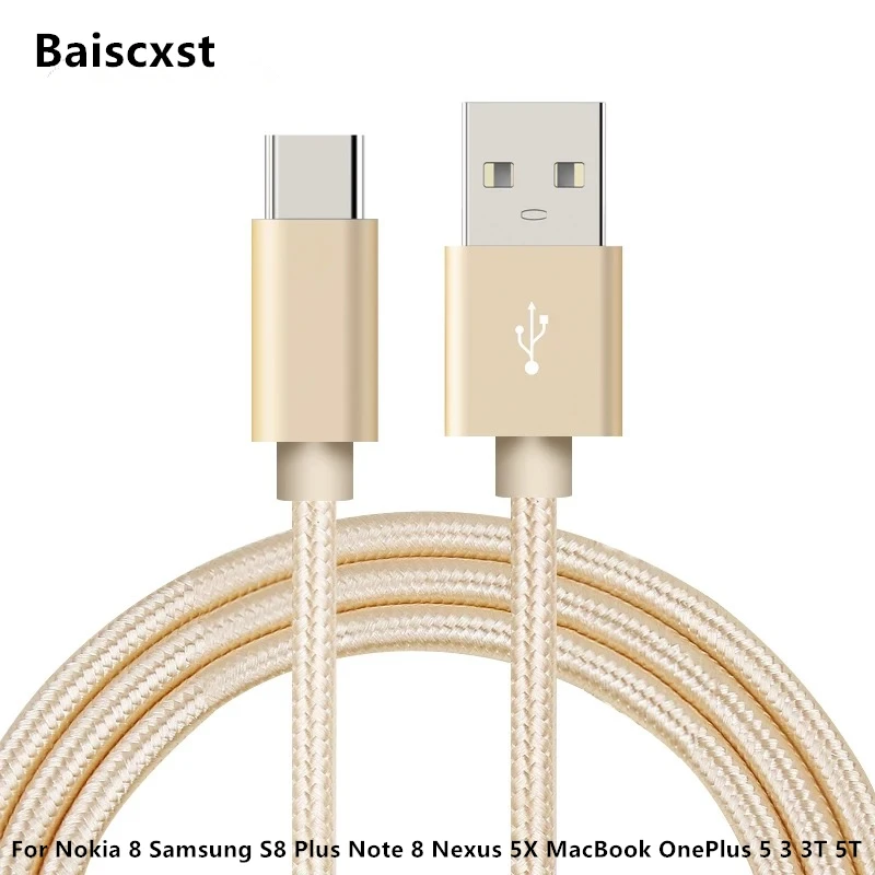 Кабель USB Type C для Nokia 8 Samsung S8 Plus Note Nexus 5X MacBook OnePlus 5 3T TypeC быстрой зарядки