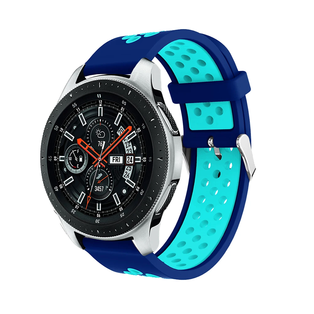 Силиконовый ремешок 22 мм для samsung Galaxy Watch, Классические Смарт-часы 46 мм, несколько вентиляционных отверстий, двухцветные резиновые Ремешки для наручных часов